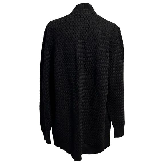 NEW LL Bean Size XL Cardigan Sweater Basketweave Black 100% Cotton - Picture 2 of 6
